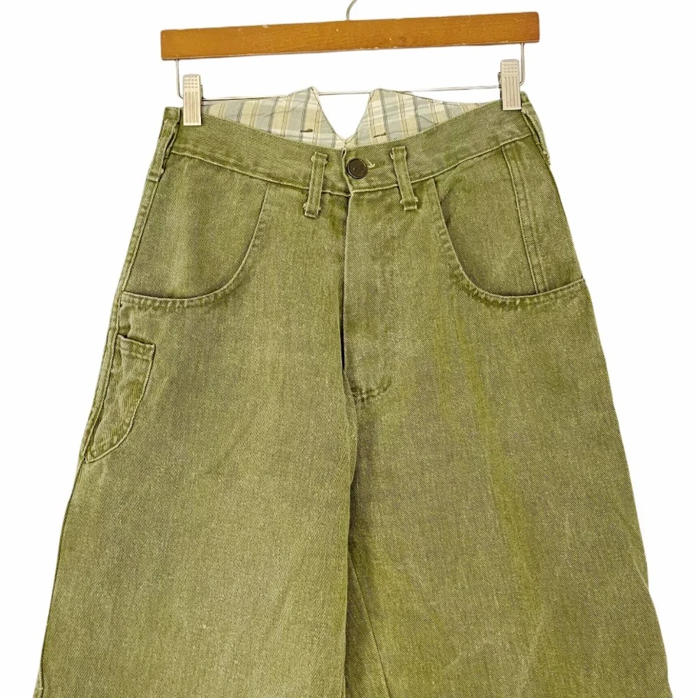 VINTAGE 80’s 90’s Donovan Light Green Ribcage High Waisted Baggy Carpenter Jeans - Picture 2 of 8